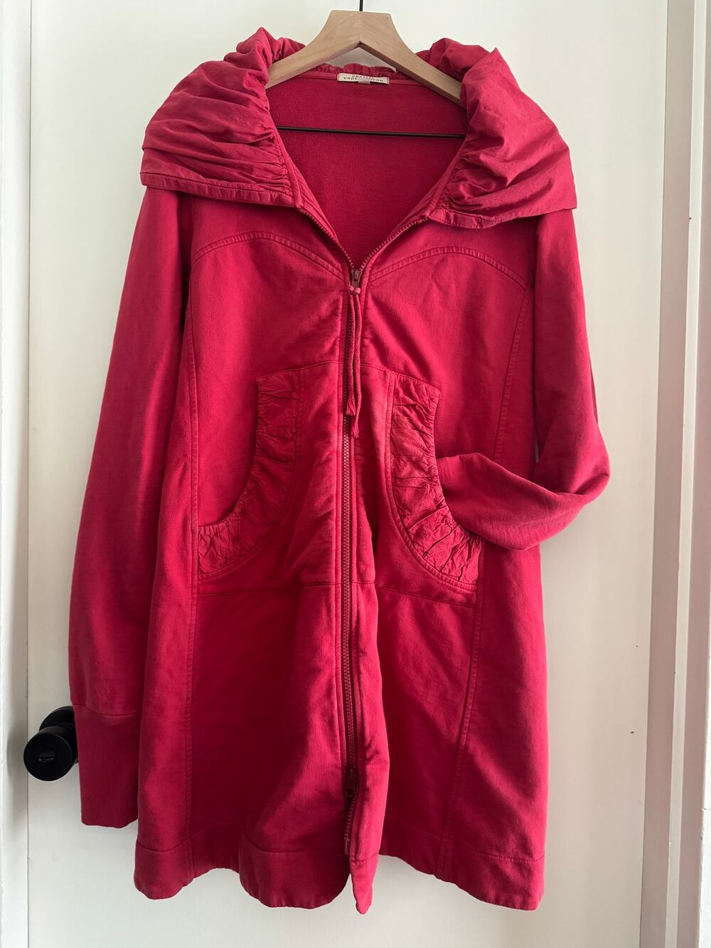 PRAIRIE UNDERGROUND long Cloak Hoodie XL - "lipstick" Y2K